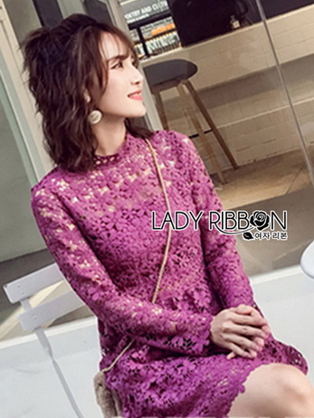 Lace Dress เดรสผ้าลูกไม้สีชมพูฟูเชีย