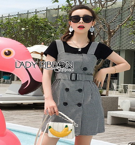 Lady Ribbon Black T-Shirt Dress Set ขายเซ็ตเสื้อยืด