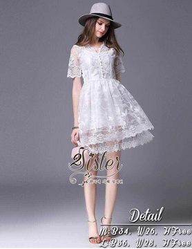 Lady Ribbon ออนไลน์ เสื้อผ้าออนไลน์ พร้อมส่งของแท้ ST05130716 🍀สินค้าพร้อมส่ง🍀 한국에 의해 설계된 2Sister Made, White Adorable Cuties Dress Style Sister Luna