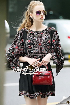 Lady Ribbon Online เสื้อผ้าออนไลน์ขายส่ง Seoul Secret เสื้อผ้า SS04180816 Seoul Secret Say's .... Classic Bohemian Stickly Style Wingy Dress