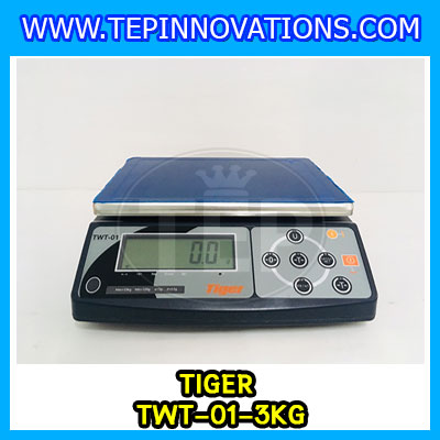 เครื่องชั่งน้ำหนักดิจิตอลตั้งโต๊ะ พิกัด3กิโลกรัม ความละเอียด0.1g ยี่ห้อ TIGER รุ่น TWT (เครื่องชั่งผ่านตรวจรับรองจากสำนักชั่งตวงวัด)
