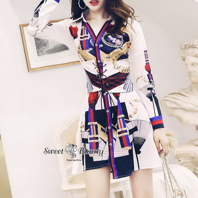 เดรสทรงเชิ้ต งานพิมพ์สวยสีคมชัด