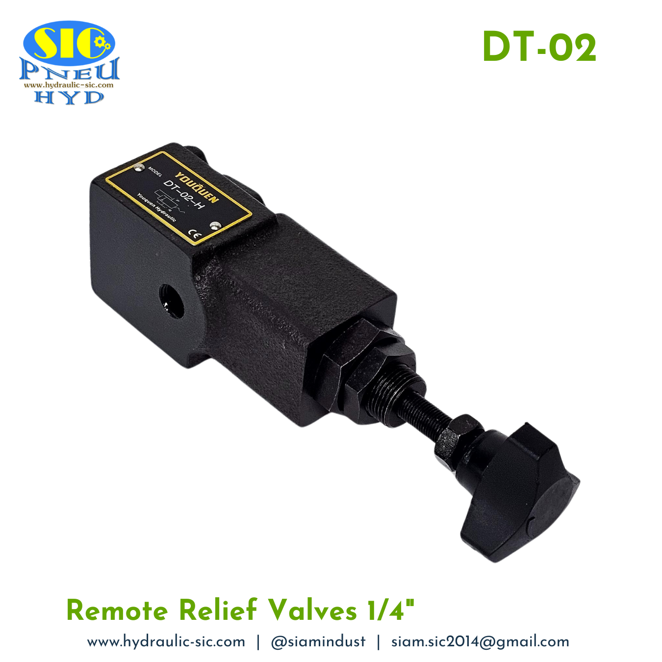 DT-02 Remote Relief Valve 1/4" รีลีฟวาล์วแบบต่อท่อ YOUQUEN
