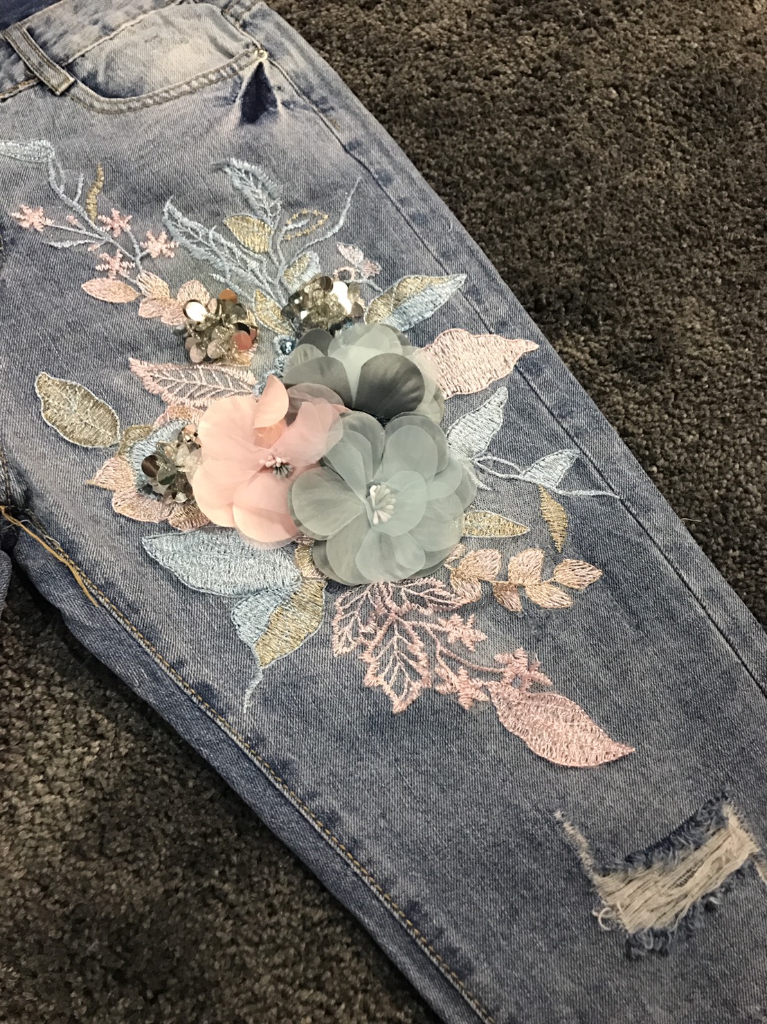 เซ็ทยีนส์ เสื้อ+กางเกง เสื้อยืดแขนสั้นผ้า