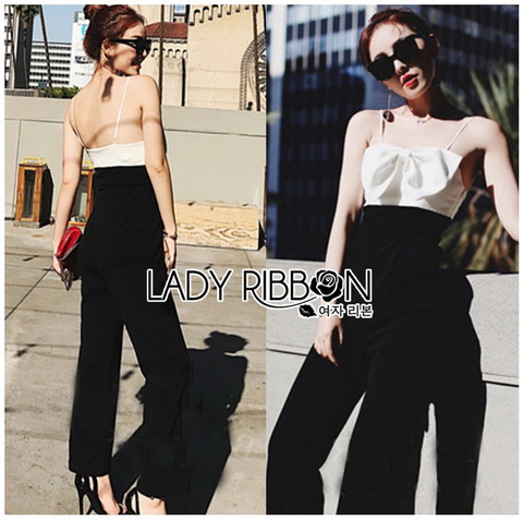 Jumpsuit Over Sleeveless T-Shirt Set เซ็ตจัมป์สูทสีขาวดำ