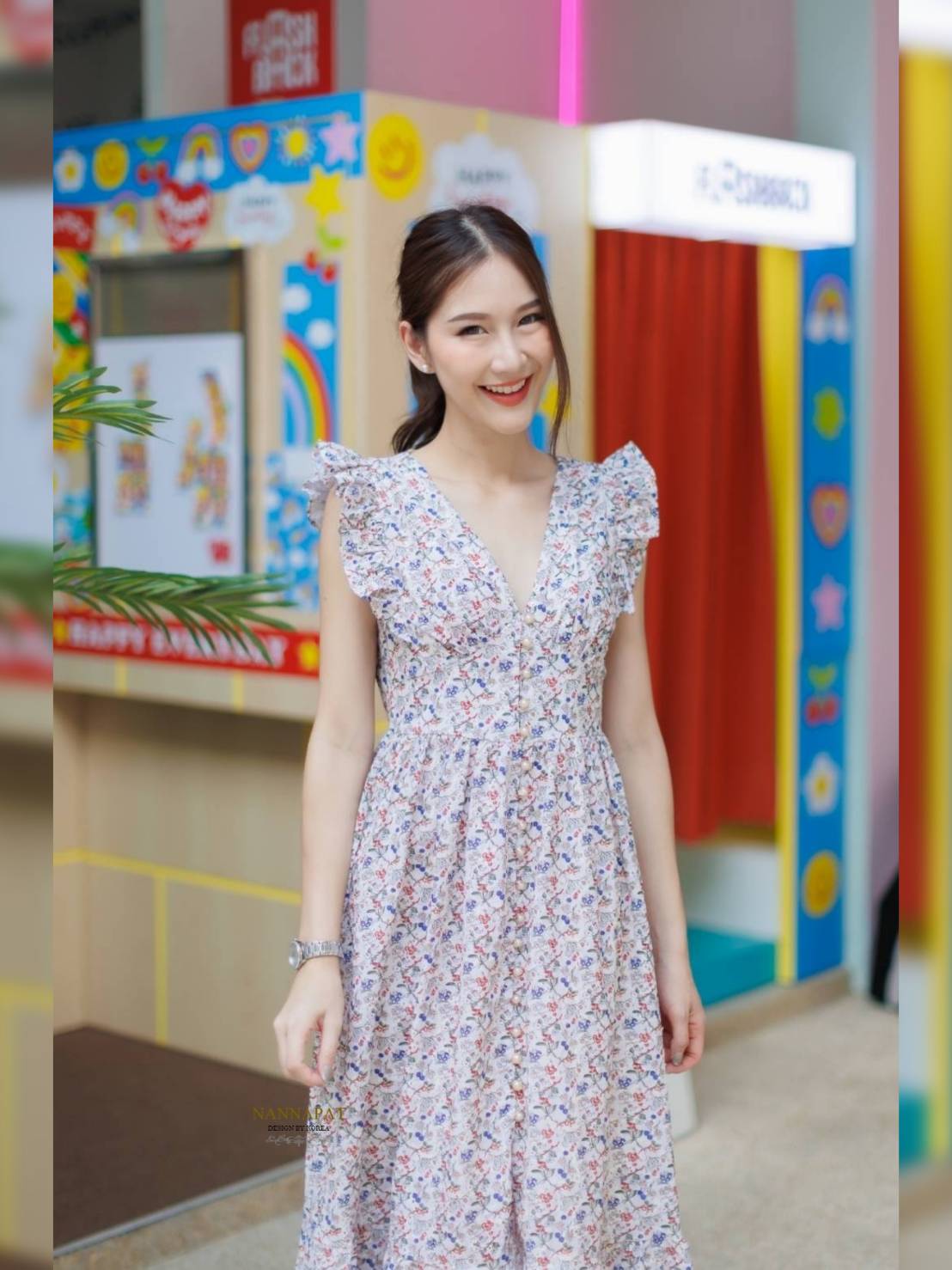 เดรสงานซิปหลังกระโปรงพริ้วสวย