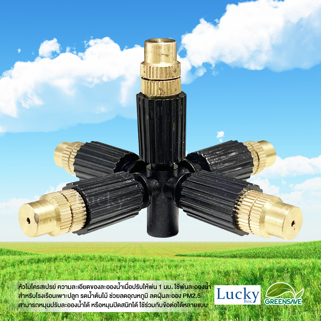 หัวไมโครสเปรย์ ทองเหลือง 5 ทาง ความละเอียด 1 มม. (แพ็ค 20 ชิ้น)