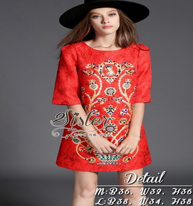 2Sister Made, Red Gold Luxury Dress Adorn