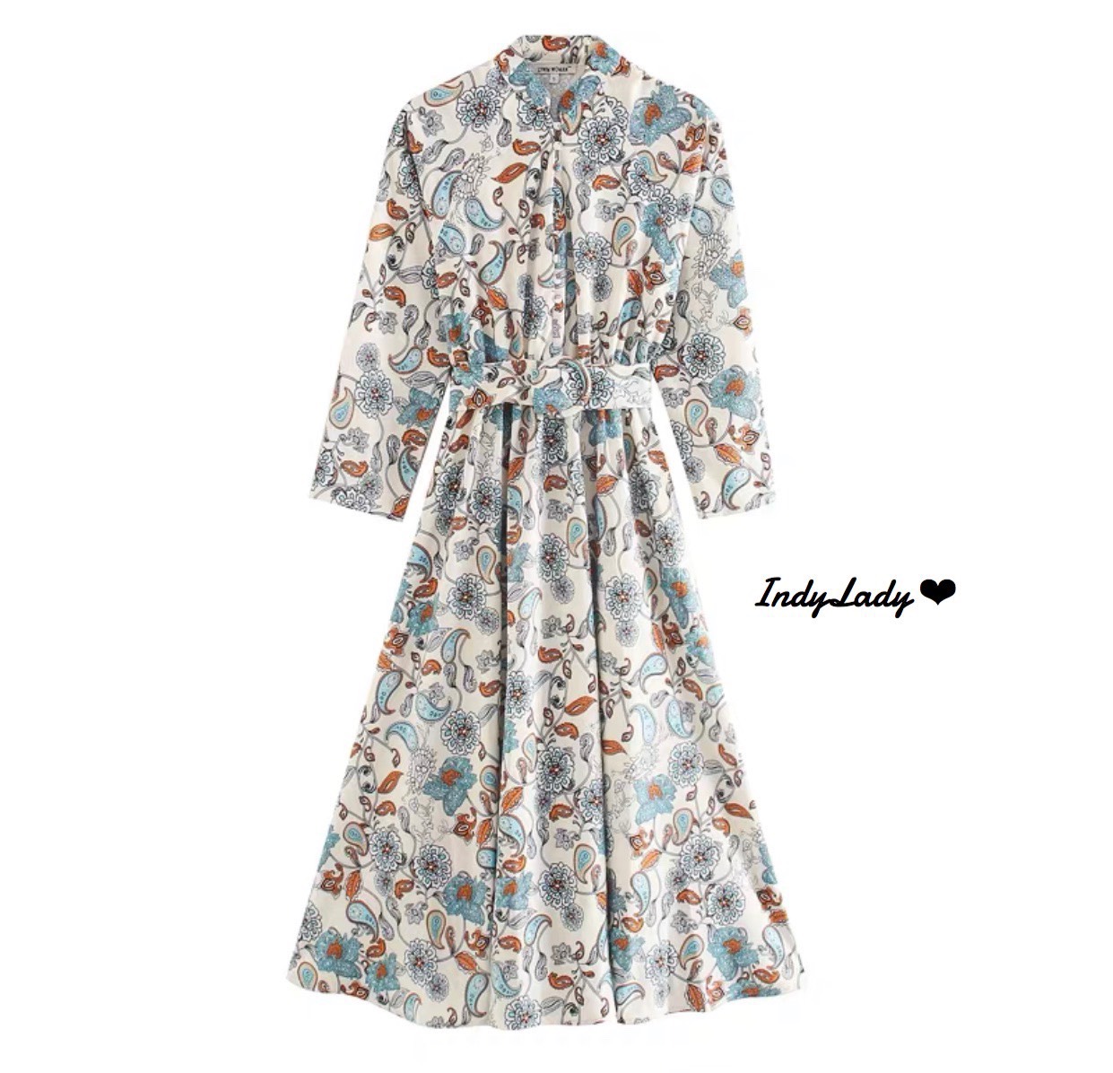 Dress แขนยาว เอวยางยืด