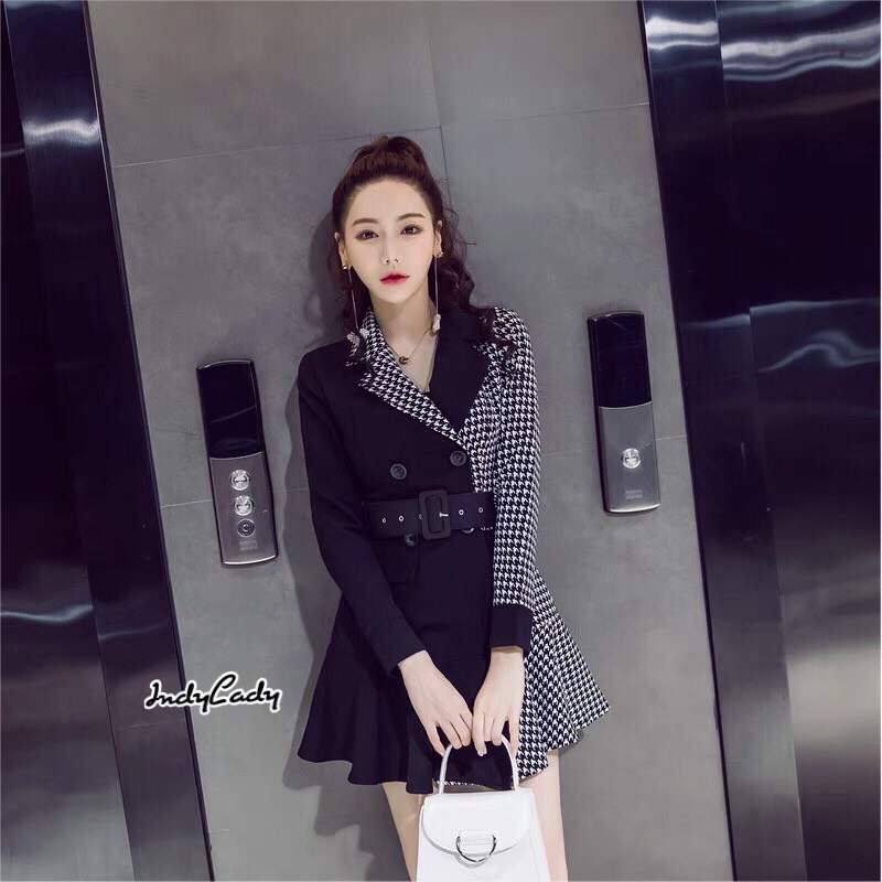 Dress เดรสสั้น แขนยาว คอปก