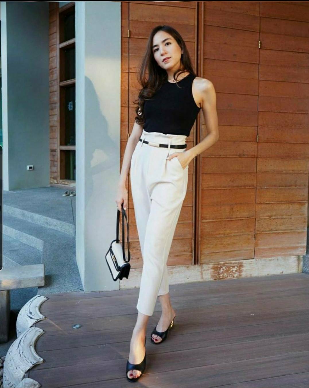 เสื้อกล้ามผ้ายืดกางเกงทรงสวย
