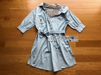 Lady Polly Striped Cotton Shirt Dress