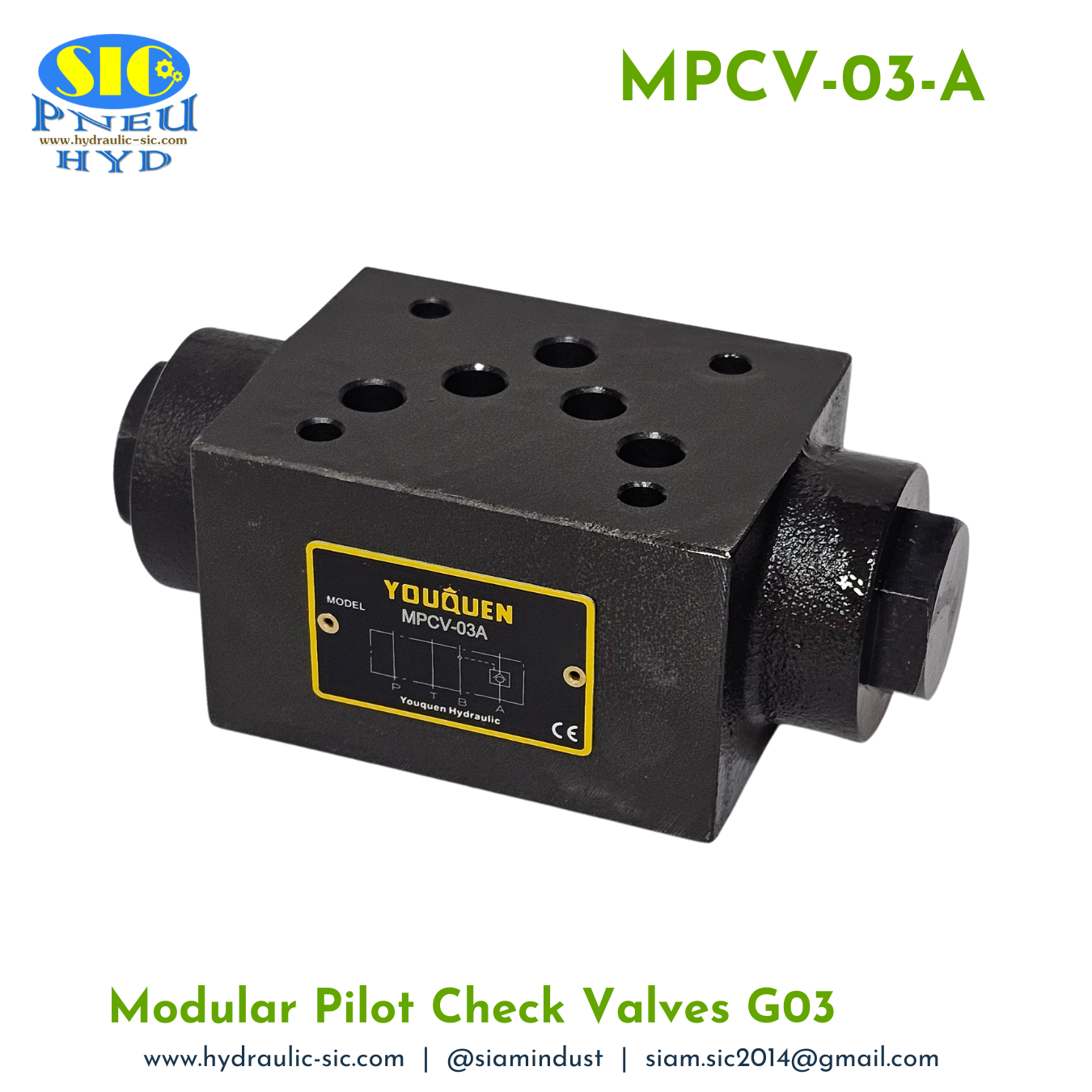 MPCV-03-A : Modular Pilot Check Valve G03 วาล์วกันตก แบบซ้อน YOUQUEN