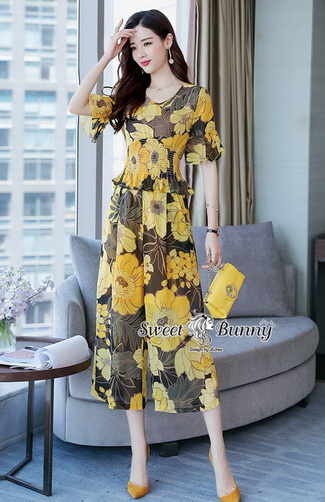 เซ็ทเสื้อกางเกงงานเกาหลีผ้าชีฟองเกาหลี