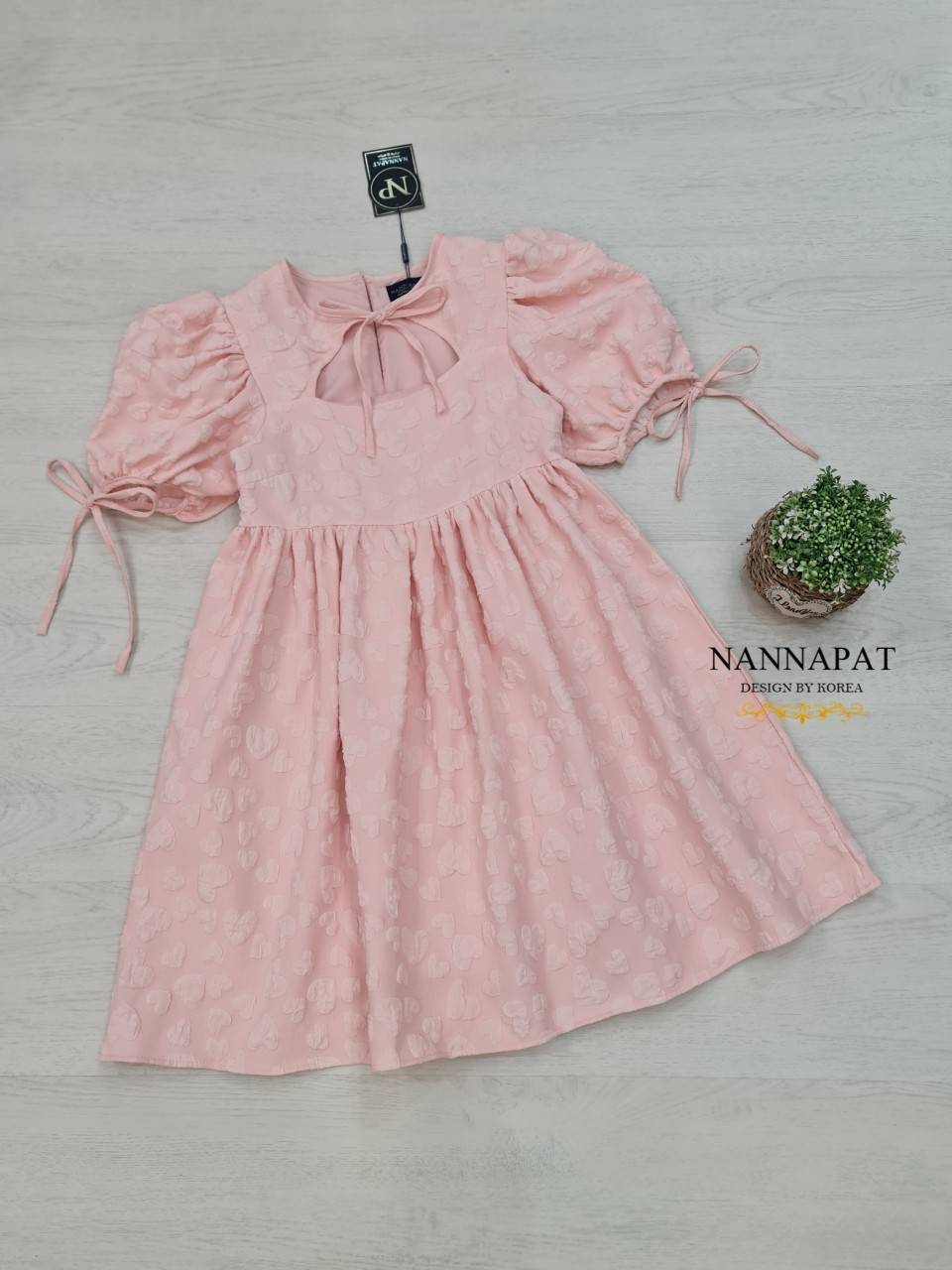 Dress น่ารักซิปหลังแขนพอง