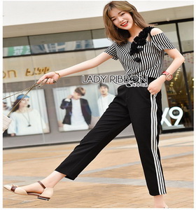 Lady Ribbon Anna Street Chic Sweatpants เสื้อลายทาง