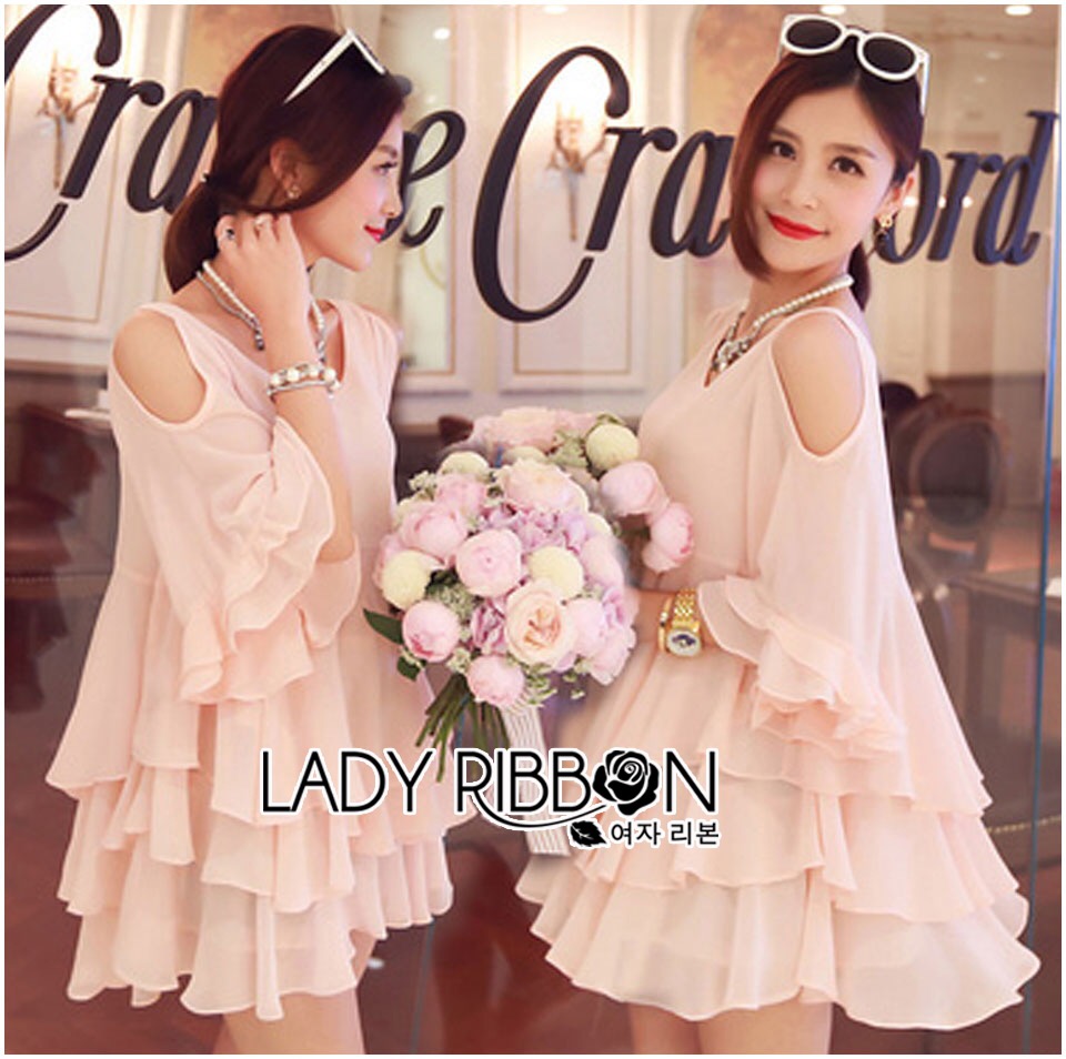 ladyribbon Lady Ribbon เสื้อผ้าพร้อมส่ง เสื้อผ้า Lady Ribbon พร้อมส่ง เลดี้ริบบอน Lady Ribbon's Made 🎀 Lady Jennifer Casual Layered Cut-Out Chiffon Mini Dress