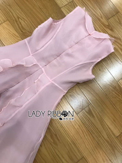 เดรสสั้นผ้าออแกนดี้สีชมพู