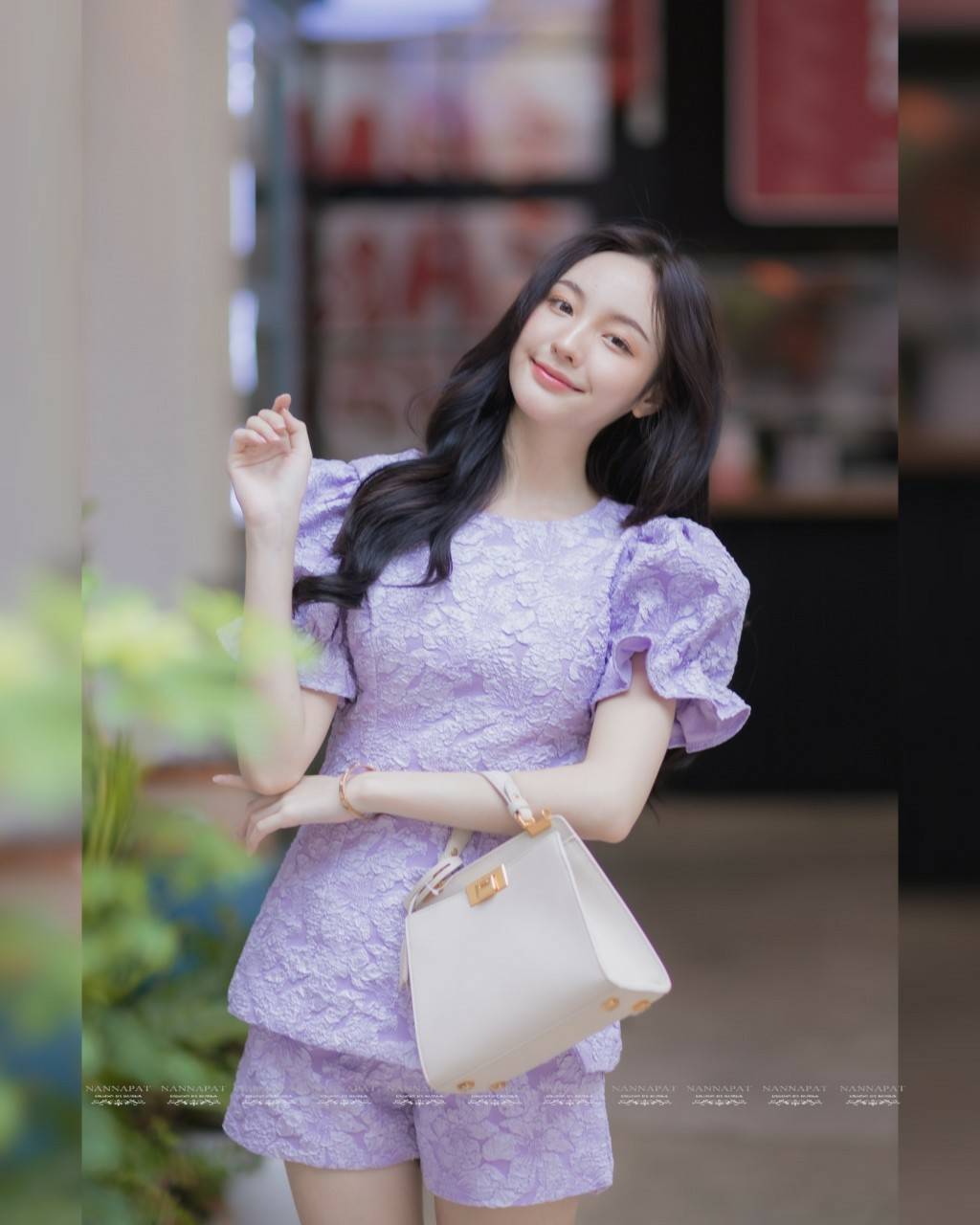 เสื้อซิปหลัง มีฟองน้ำอกสีม่วง