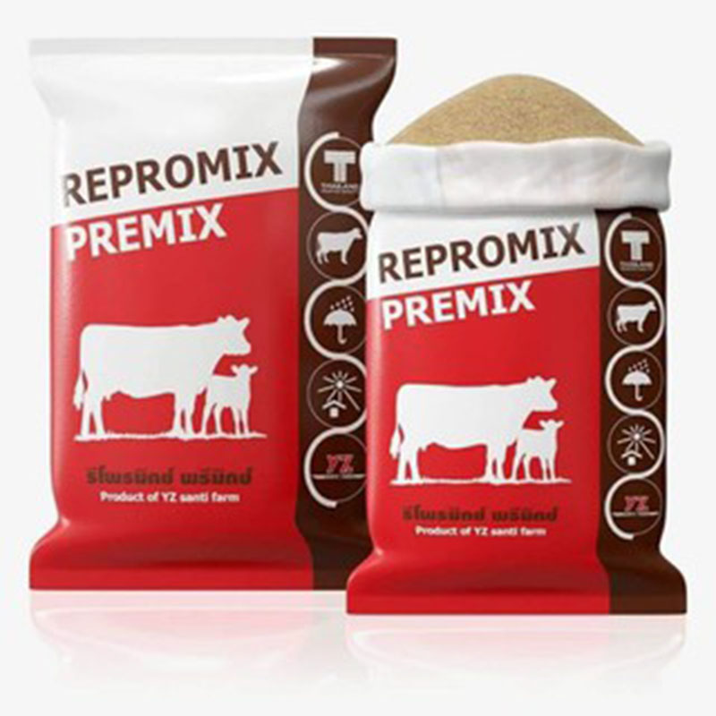 รีโพรมีกซ์พรีมิกซ์ Repromix Premix อาหารเสริมวัว อาหารวัว กินเก่ง กลับสัดไว ผสมติดง่าย บำรุงรังไข่ วัวนม วัวเนื้อ