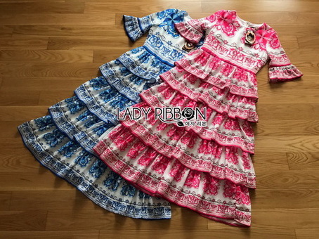 Lady Rita Italian Printed Ruffle Maxi Dress