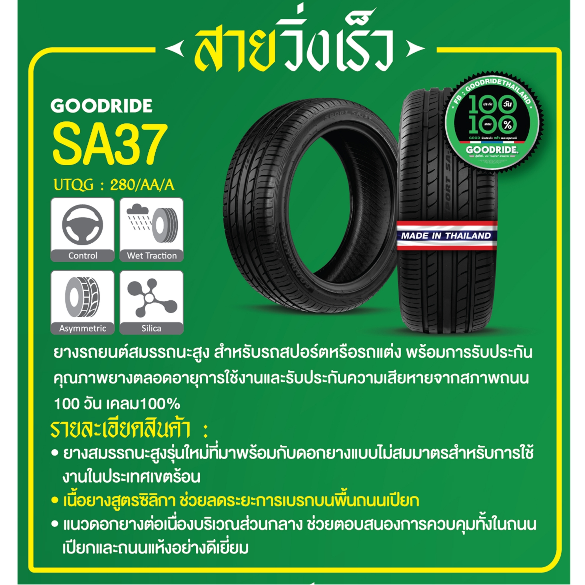 ยางรถเก๋งขอบ 20 นิ้ว ยี่ห้อ GOODRIDE รุ่น SA37 ขนาด 265/50R20