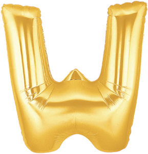 ลูกโป่งตัวอักษร W ขนาด 40 นิ้ว สีทอง Alphabet Letter Foil Balloon Gold Color
