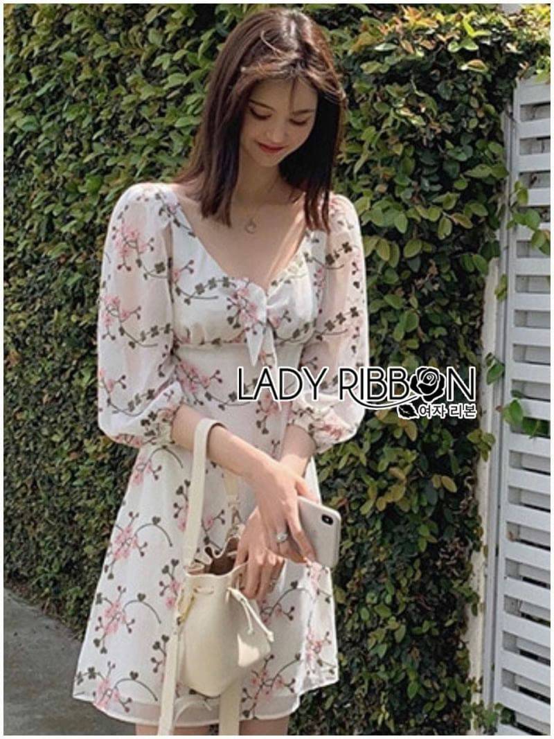 Mini Dress เดรสชีฟองปักลายดอกไม้โทนชมพู เขียว