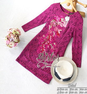 Dress เดรสลูกไม้ลุคเกาหลีเสื้อผ้าแฟชั่นเรียบหรู