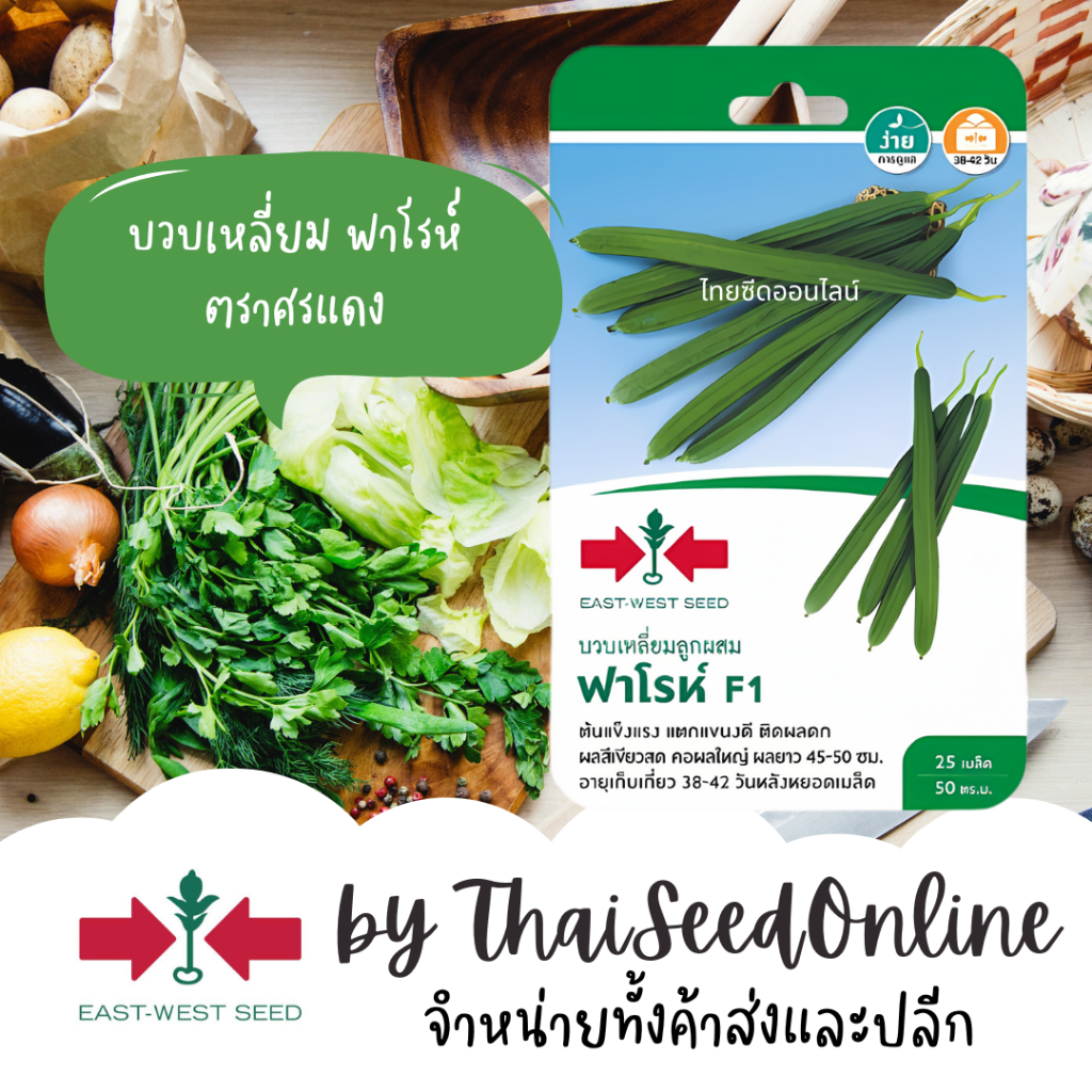 Sorndang(ศรแดง) GGEW เมล็ดพันธุ์ซฟ บวบเหลี่ยม ฟาโรห์ 25 เมล็ด ตราศรแดง Angle Gourd