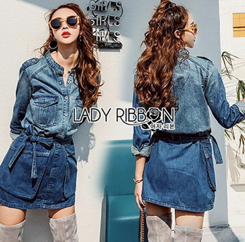 Lady Sarah Street Chic Denim Shirt Dress