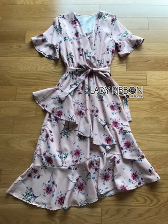 Lady Ribbon Zig-Zag Crepe Dress