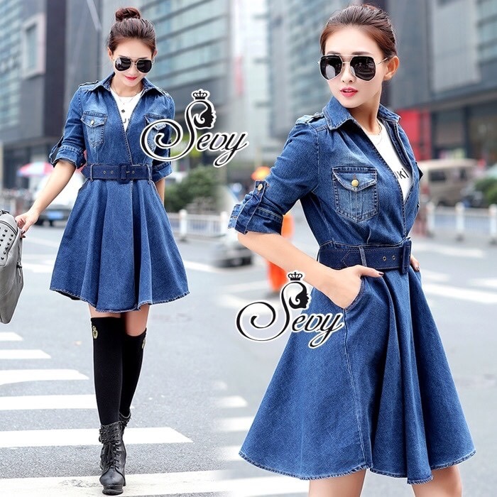 Sevy Smart Casual A Line Denim Mini Dress Type: Mini Dress