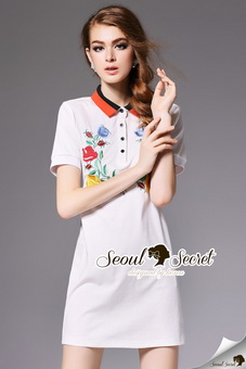 SS17290816 Seoul Secret Say's .... Chill Polo Bloom Stick Dress