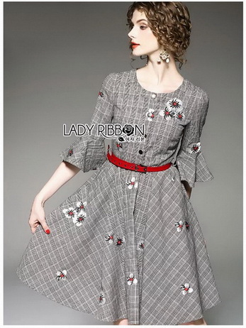 Smart Casual Flower Lady Ribbon Dress