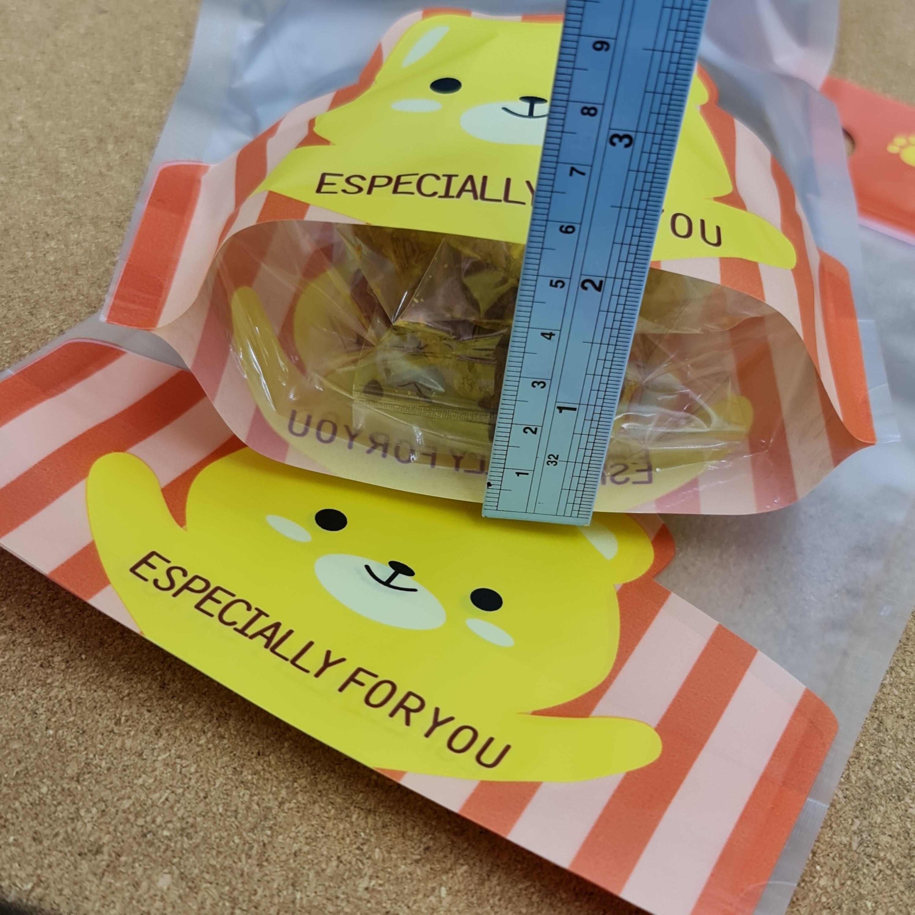 ถุงซิป มีหูหิ้ว ตั้งได้ หมีเหลือง ขนาด15×24+ก้นถุง5.5cm. 50ใบ/แพ็ค 20ใบ/แพ็ค พลาสติก แพ็คเกจ เบเกอรี่ j12