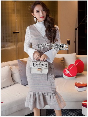 Dress Over High Neck Lace Blouse