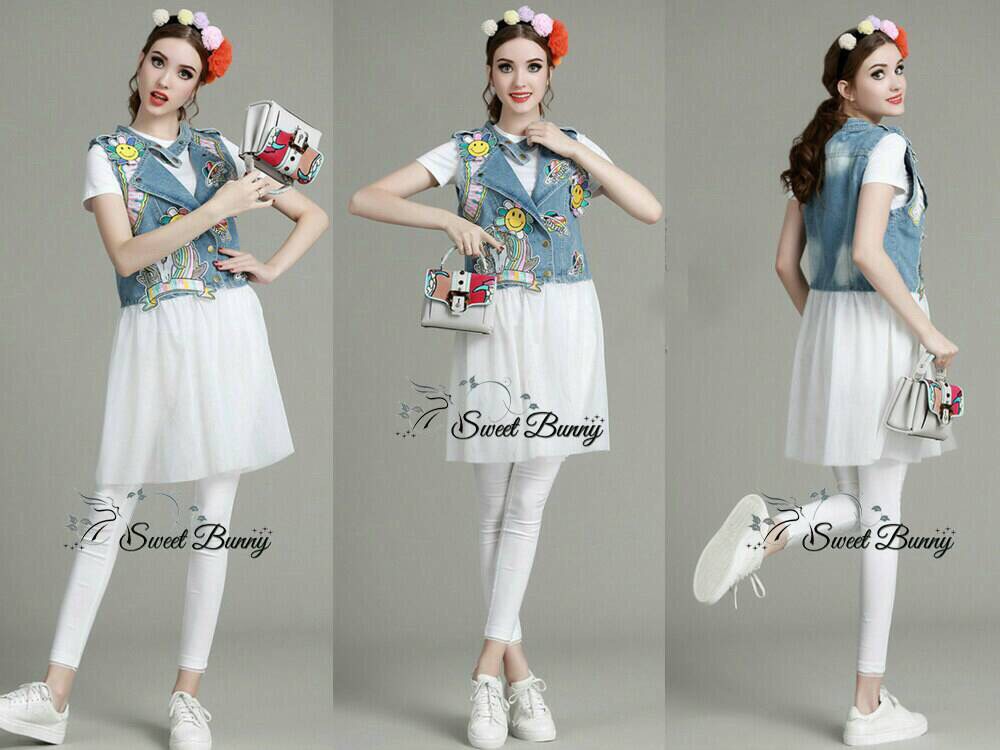Sweet Bunny Present... Unicorn denim waistcoat