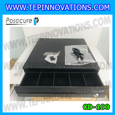 ลิ้นชักเก็บเงิน ลิ้นชักเก็บเงินสด5ช่องธนบัตร 5ช่องเหรียญ ลิ้นชักเงินสด5ช่องแบงค์ เกะเก็บเงินสด POSECURE Cash drawer CD-100