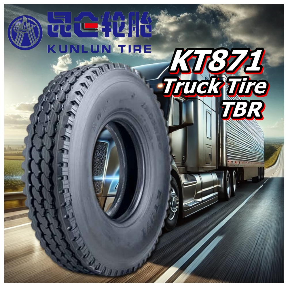 ยางรถบรรทุก เรเดียล ขนาด 11R22.5 รุ่น KT871 18PR ยี่ห้อ KUNLUN (ดอกผสม)