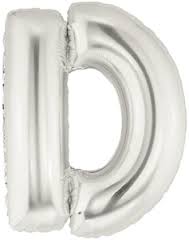 ลูกโป่งตัวอักษร D ขนาด 40 นิ้ว สีเงิน Alphabet Letter Foil Balloon Silver Color