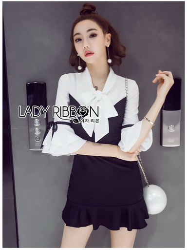 Black and White Lady Ribbon Angelica