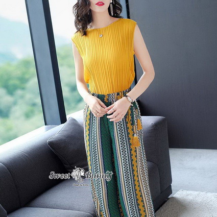 เซ็ทเสื้อกางเกงเกาหลีเสื้อผ้าเนื้อหนามีน้ำหนักอัดพีท