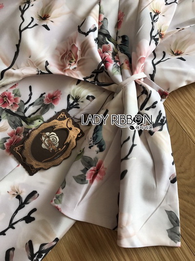 Side-Ribbon Playsuit เพลย์สูทแขนกุดพิมพ์ลายดอกไม้