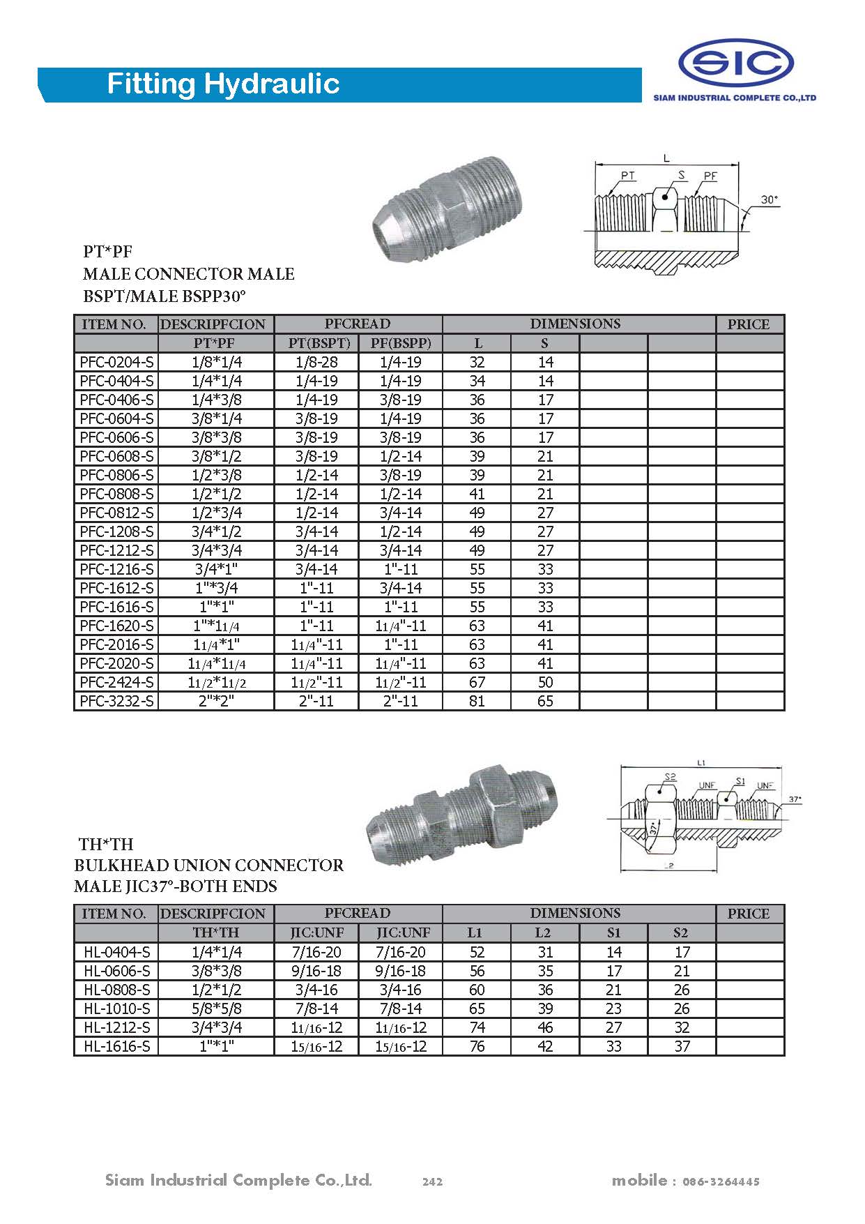 ข้อต่อไฮดรอลิค Fitting Hydraulic 3000 PSI