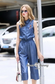 ยีนส์ผ้านุ่มจั้มสูทแขนกุด