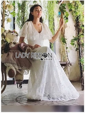 Lady Ashley Pure Royal Lace-Down White Lace Dress