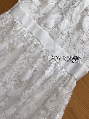 Lady Fiona Sweet Feminine White Lace Midi Shirt Dress