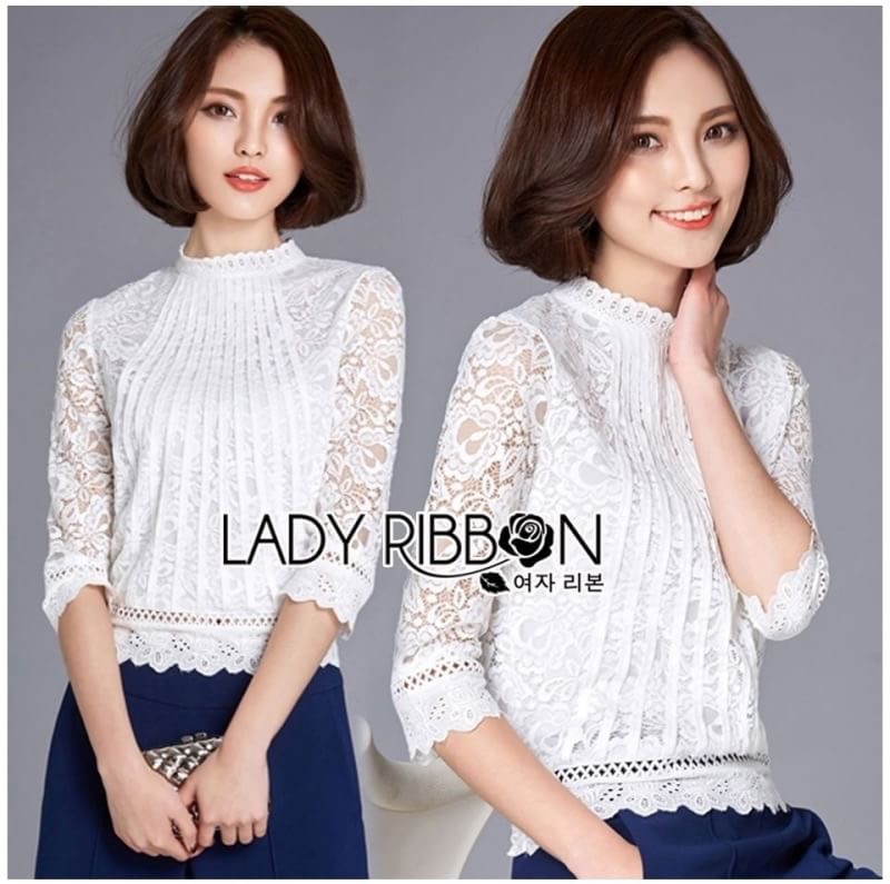 เสื้อลูกไม้ผ้านิ่มใส่สบาย แขนศอกใส่เข้ากับท่อนล่าง
