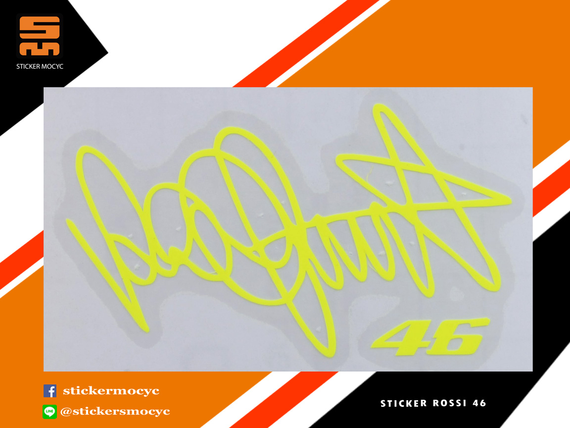 สติ๊กเกอร์ Rossi 46 Sticker Rossi 46 สีเหลือง 1 ชิ้น ขนาด 4 x 7 ซม.
